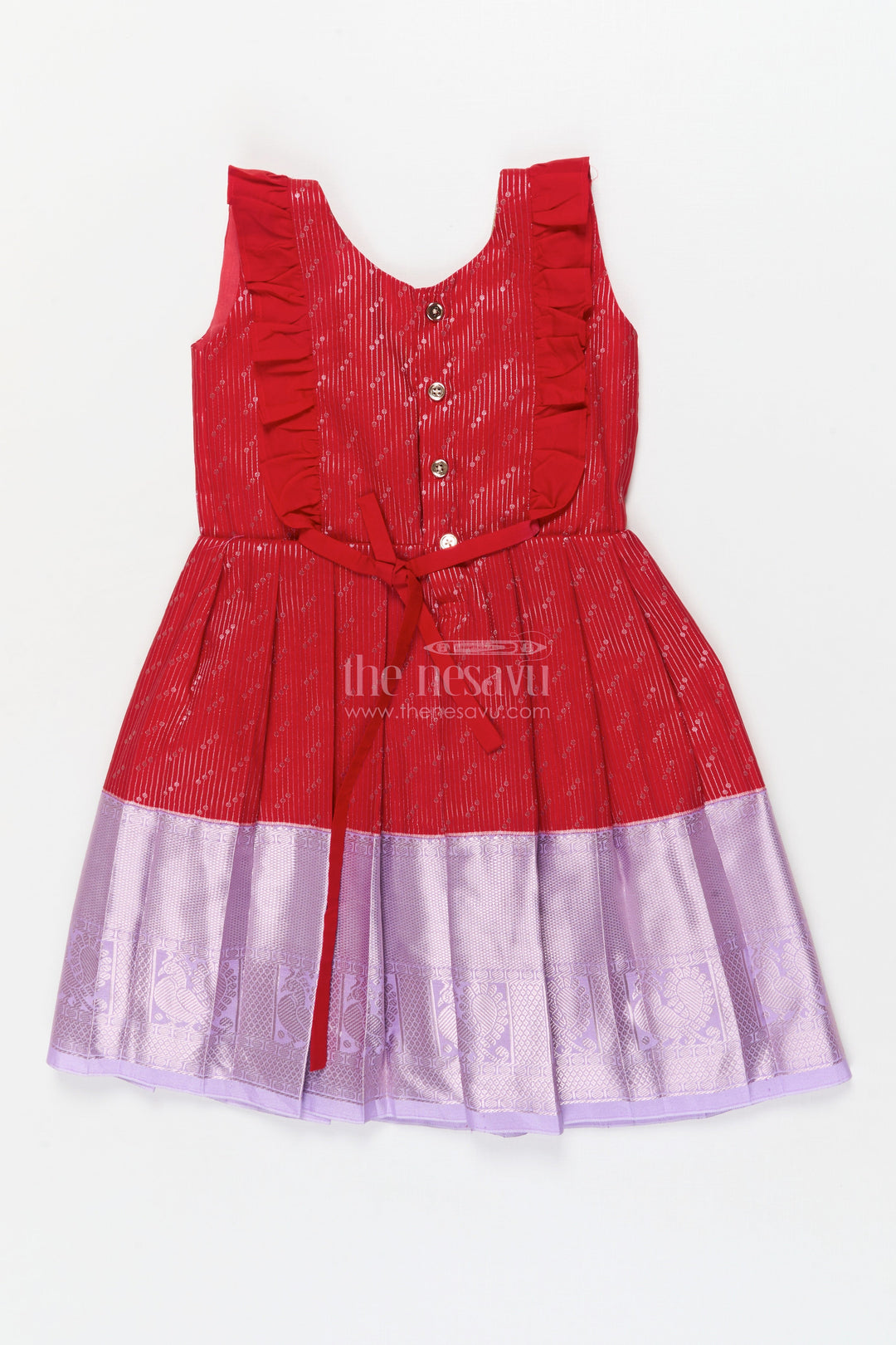 The Nesavu Girls Kanchi Silk Frock Baby Girl Kanchi Silk Frock for Festive Gatherings and Traditional Family Events Nesavu Nesavu baby girl Kanchi silk frock for ethnic functions, festivals, and cultural occasions