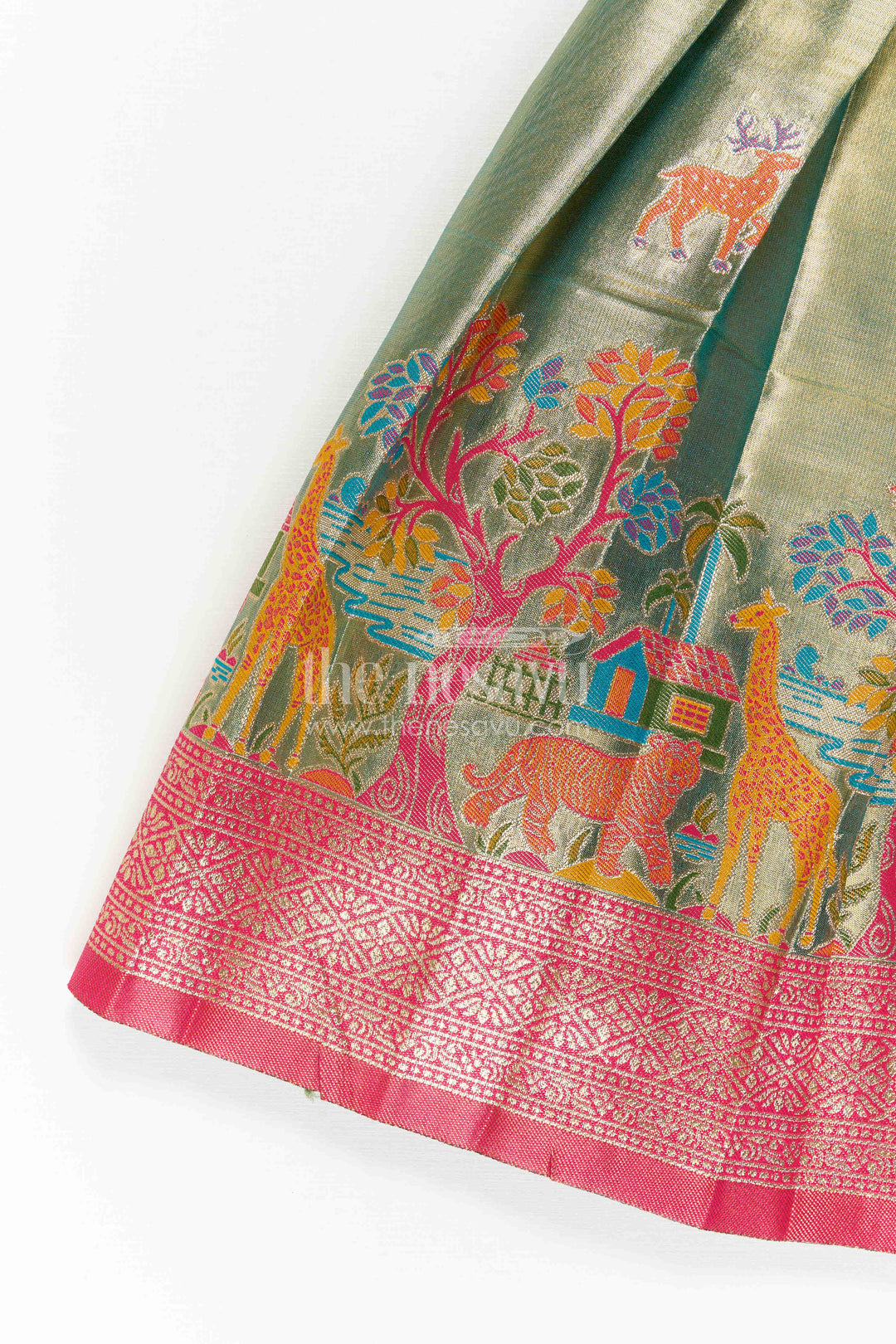 The Nesavu Girls Kanchi Silk Frock Baby Girl Kanchi Silk Frock for Festive Occasions and Weddings Nesavu Nesavu Baby Girl Kanchi Silk Frock With Woven Motifs And Festive Small Border Design