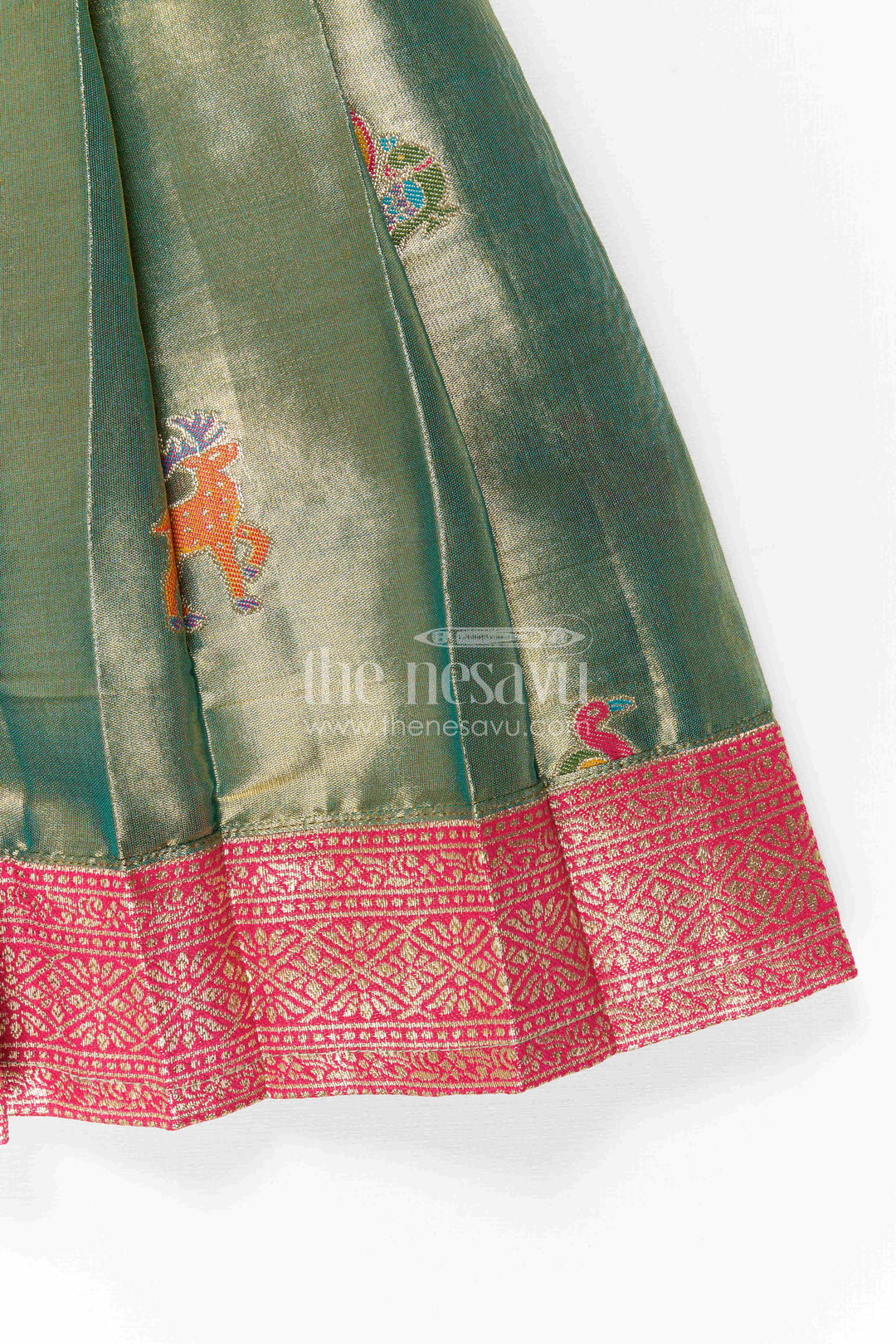 The Nesavu Girls Kanchi Silk Frock Baby Girl Kanchi Silk Frock for Festive Occasions and Weddings Nesavu Nesavu Baby Girl Kanchi Silk Frock With Woven Motifs And Festive Small Border Design