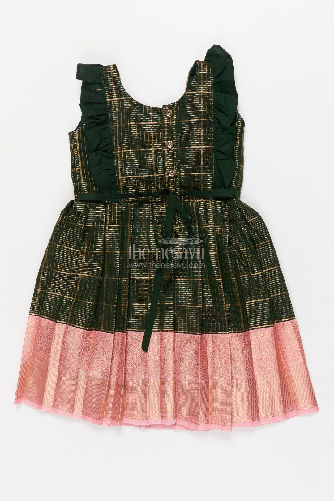 The Nesavu Girls Kanchi Silk Frock Baby Girl Kanchi Silk Frock for Naming Ceremonies and Festive Gatherings Nesavu Nesavu baby girl Kanchi silk frock for naming ceremonies, poojas, and festive occasions