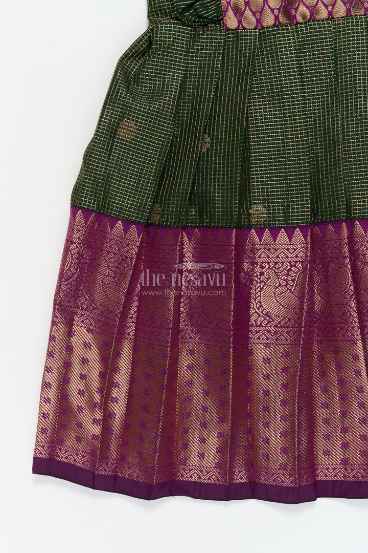 The Nesavu Girls Kanchi Silk Frock Baby Girl Kanchi Silk Frock for Traditional Functions and Temple Visits Nesavu Nesavu baby girl Kanchi silk frock for weddings, festivals, and traditional celebrations
