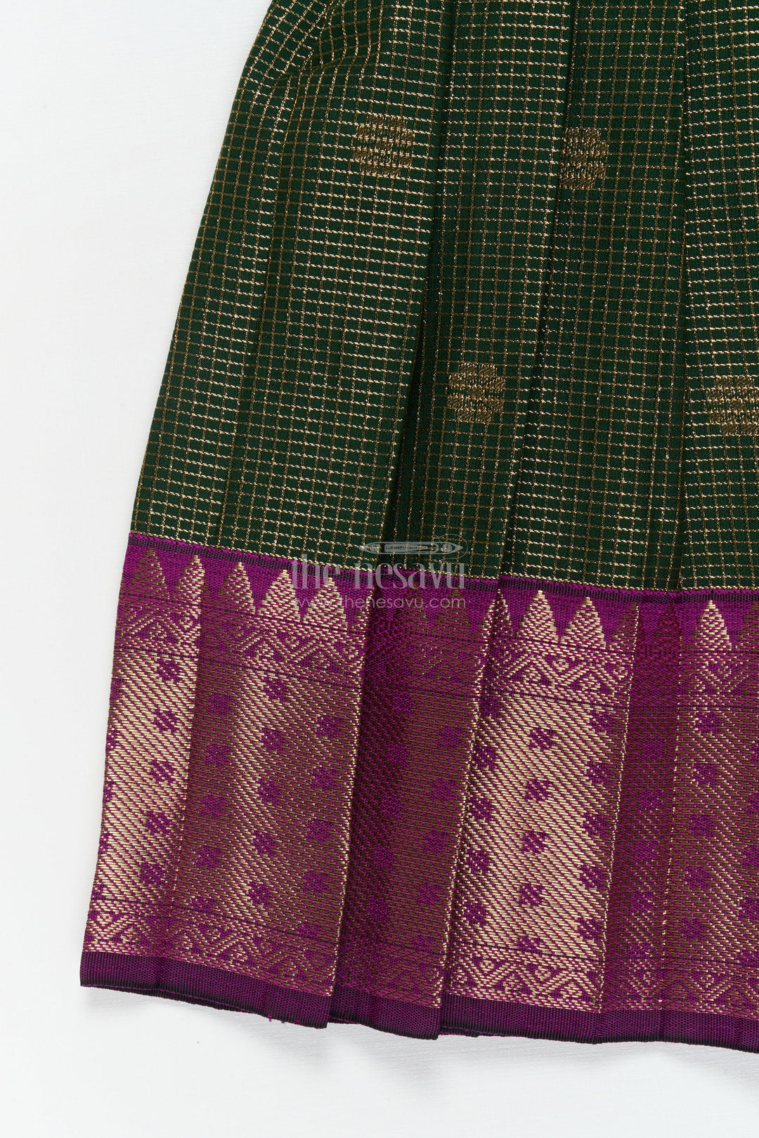 The Nesavu Girls Kanchi Silk Frock Baby Girl Kanchi Silk Frock for Traditional Functions and Temple Visits Nesavu Nesavu baby girl Kanchi silk frock for weddings, festivals, and traditional celebrations