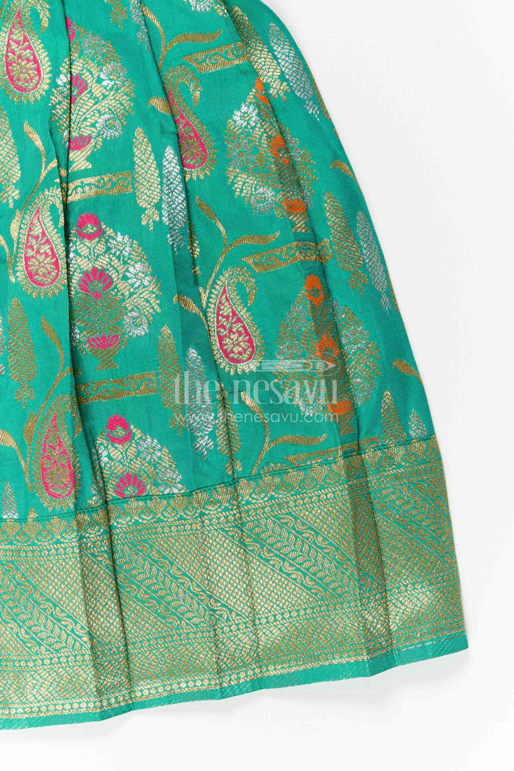 The Nesavu Girls Kanchi Silk Frock Baby Girl Kanchi Silk Frock for Weddings and Festive Occasions Nesavu Nesavu Baby Girl Kanchi Silk Frock With Big Border Design For Weddings And Festive Celebrations