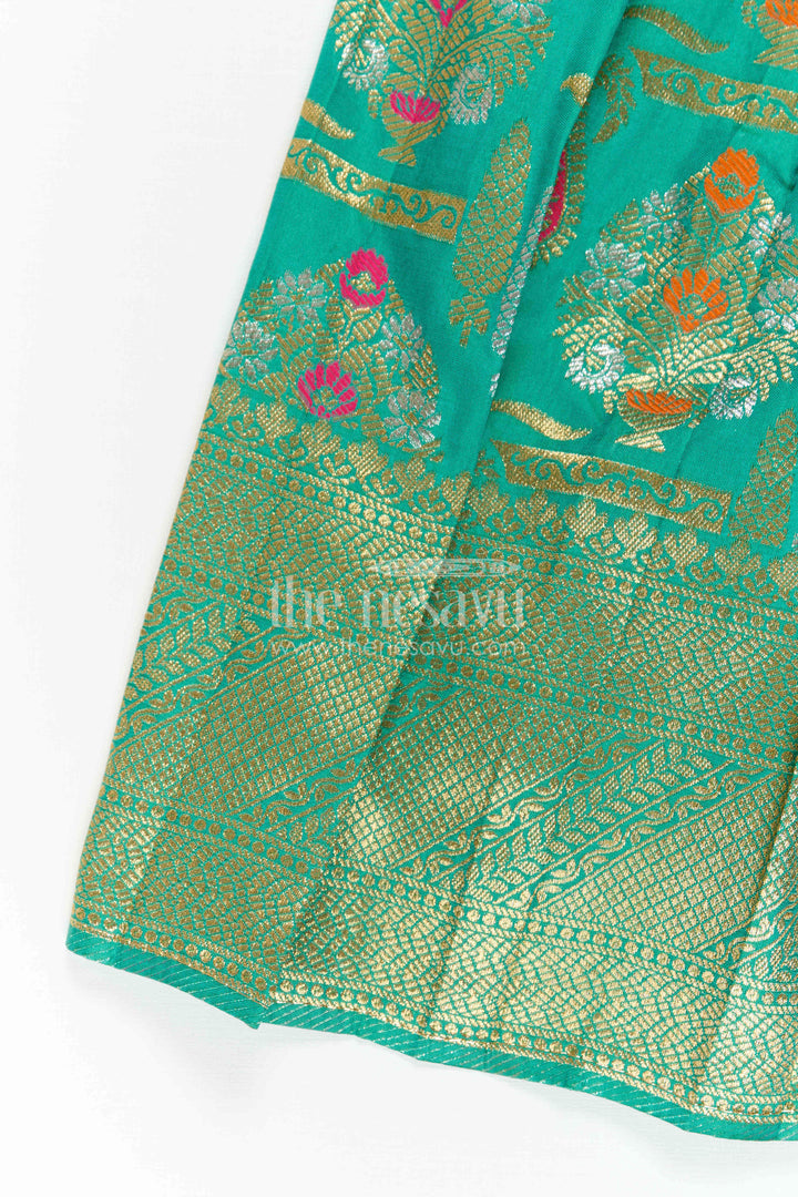 The Nesavu Girls Kanchi Silk Frock Baby Girl Kanchi Silk Frock for Weddings and Festive Occasions Nesavu Nesavu Baby Girl Kanchi Silk Frock With Big Border Design For Weddings And Festive Celebrations