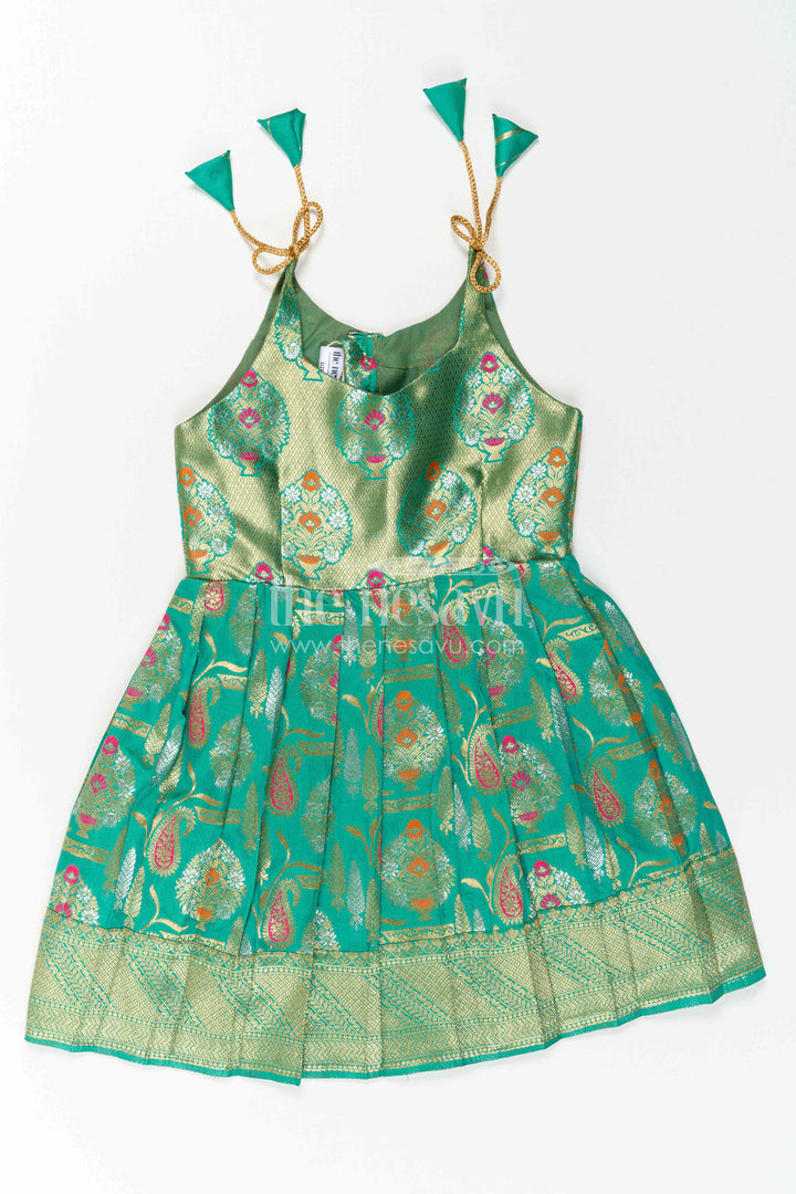 The Nesavu Girls Kanchi Silk Frock Baby Girl Kanchi Silk Frock for Weddings and Festive Occasions Nesavu Nesavu Baby Girl Kanchi Silk Frock With Big Border Design For Weddings And Festive Celebrations