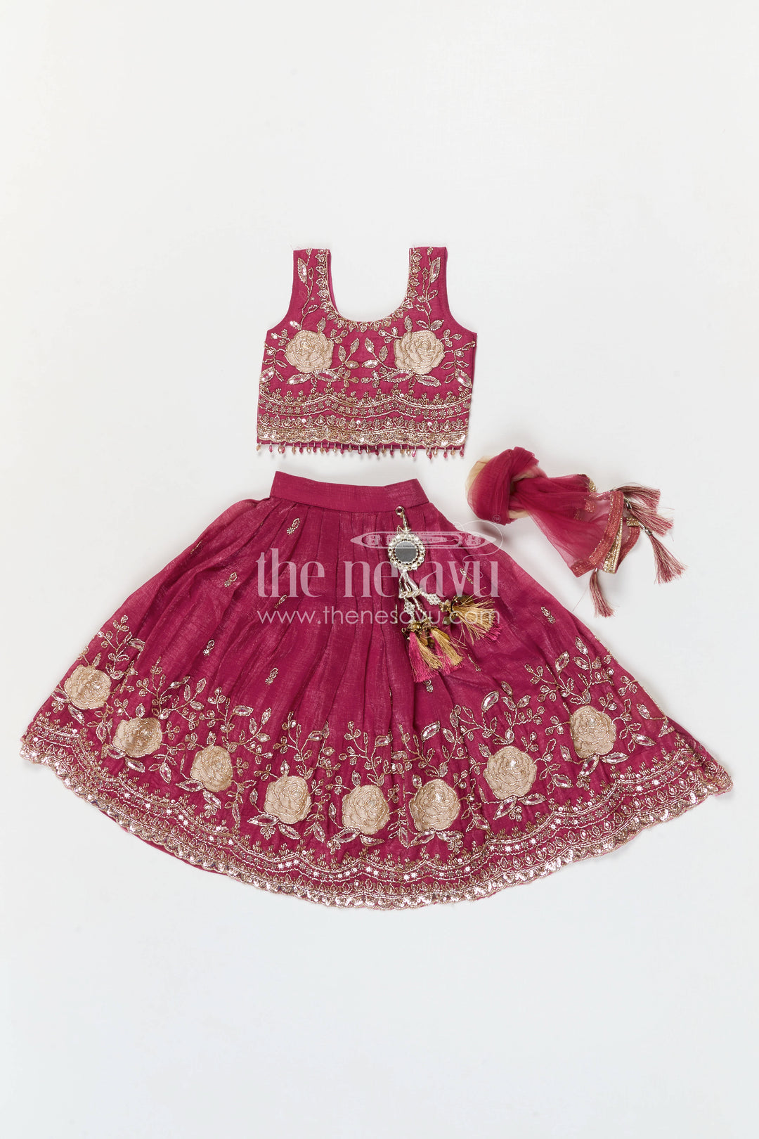 The Nesavu Girls Lehenga Choli Baby Girl Lehenga Choli for Weddings and Festive Occasions Nesavu Nesavu Baby Girl Lehenga Choli With Crushed Georgette And Designer Yoke For Weddings And Festive Wear