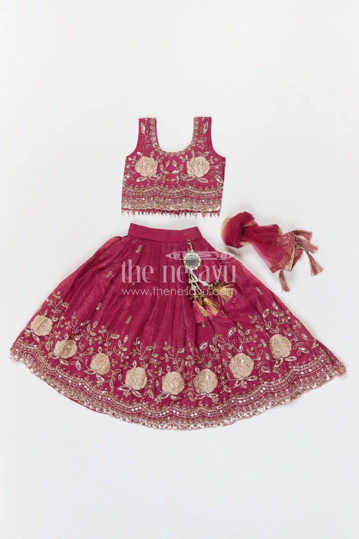 The Nesavu Girls Lehenga Choli Baby Girl Lehenga Choli for Weddings and Festive Occasions Nesavu Nesavu Baby Girl Lehenga Choli With Crushed Georgette And Designer Yoke For Weddings And Festive Wear