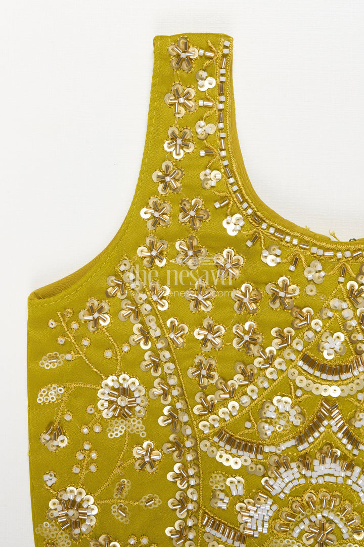 The Nesavu Girls Fancy Lehenga Baby Girl Lehenga for Festive Celebrations and Birthday Functions Nesavu Nesavu baby girl lehenga embellished yoke dupatta birthdays traditional functions