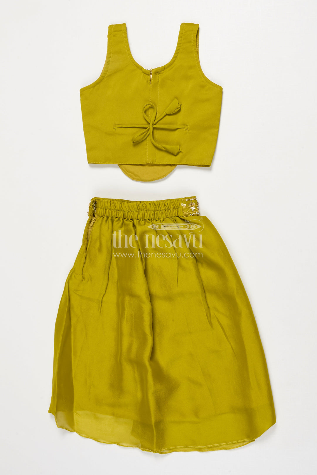 The Nesavu Girls Fancy Lehenga Baby Girl Lehenga for Festive Celebrations and Birthday Functions Nesavu Nesavu baby girl lehenga embellished yoke dupatta birthdays traditional functions