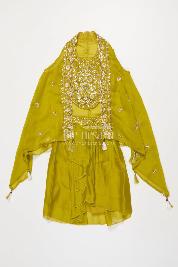 The Nesavu Girls Fancy Lehenga Baby Girl Lehenga for Festive Celebrations and Birthday Functions Nesavu Nesavu baby girl lehenga embellished yoke dupatta birthdays traditional functions