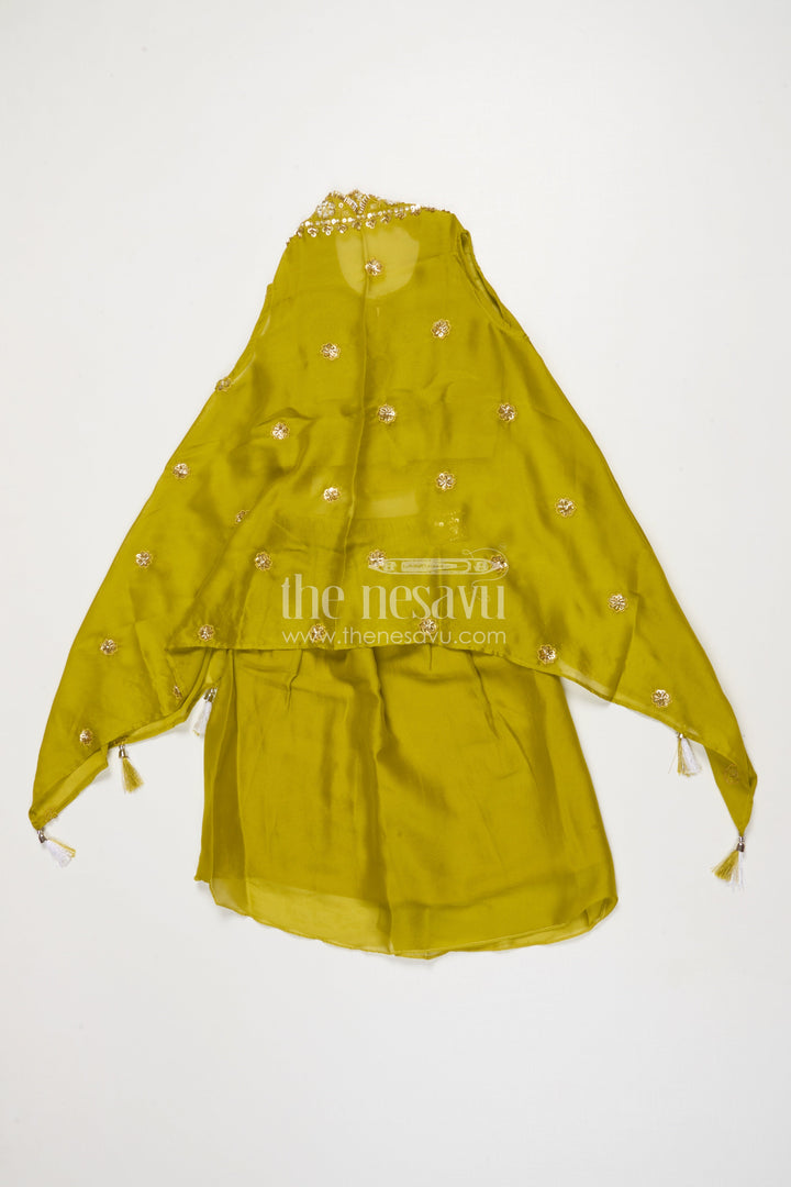 The Nesavu Girls Fancy Lehenga Baby Girl Lehenga for Festive Celebrations and Birthday Functions Nesavu Nesavu baby girl lehenga embellished yoke dupatta birthdays traditional functions