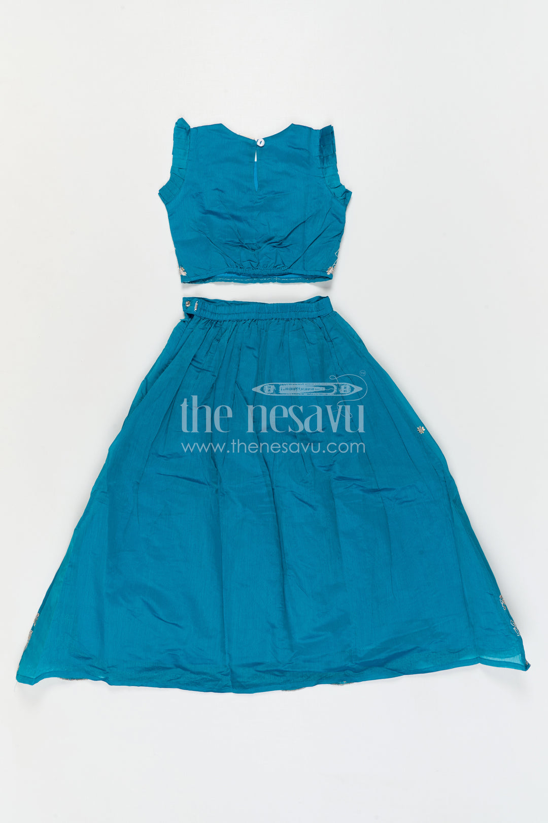 The Nesavu Girls Ethnic Lehenga Baby Girl Lehenga for Festive Celebrations and Family Gatherings Nesavu Nesavu Baby Girl Silk Cotton Lehenga With Embroidery For Festive Celebrations And Family Gatherings