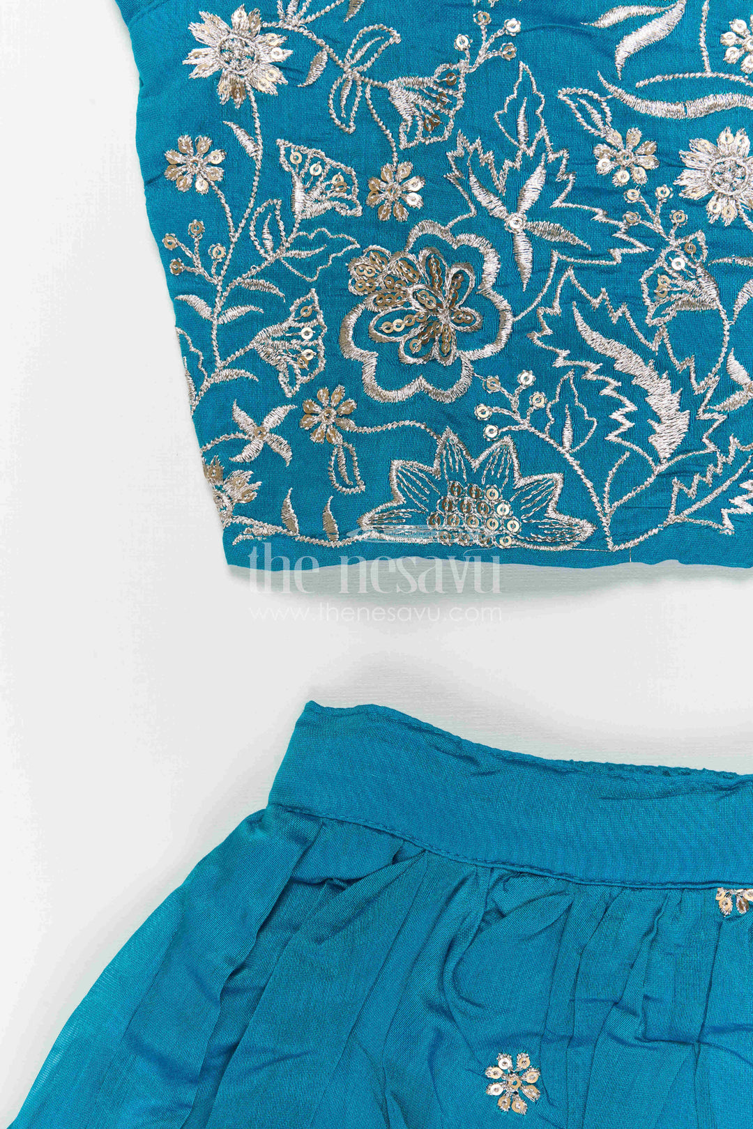 The Nesavu Girls Ethnic Lehenga Baby Girl Lehenga for Festive Celebrations and Family Gatherings Nesavu Nesavu Baby Girl Silk Cotton Lehenga With Embroidery For Festive Celebrations And Family Gatherings