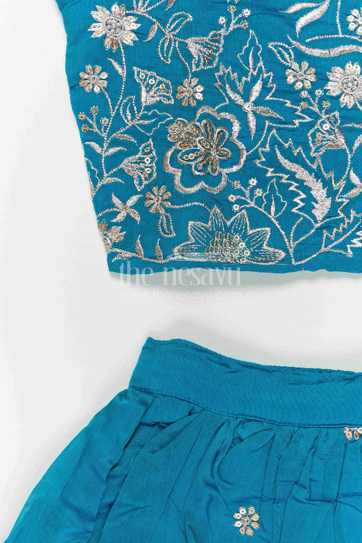 The Nesavu Girls Ethnic Lehenga Baby Girl Lehenga for Festive Celebrations and Family Gatherings Nesavu Nesavu Baby Girl Silk Cotton Lehenga With Embroidery For Festive Celebrations And Family Gatherings