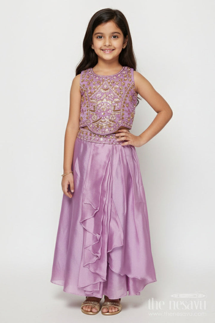 The Nesavu Girls Fancy Lehenga Baby Girl Lehenga for Weddings and First Birthday Celebrations Nesavu 16 (1Y) / Purple GL708A-16 Nesavu baby girl lehenga georgette designer embroidery  ideal weddings birthdays