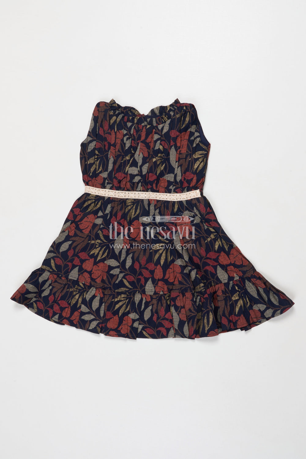 The Nesavu Girls Cotton Frock Baby Girl Modal Silk Frock for Ethnic Events and Festive Days Nesavu 18 (2Y) / Black GFC2030A-18 Nesavu modal silk baby girl frock with belt and ethnic digital print for festive occasions