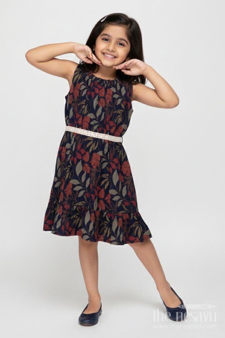 The Nesavu Girls Cotton Frock Baby Girl Modal Silk Frock for Ethnic Events and Festive Days Nesavu 18 (2Y) / Black GFC2030A-18 Nesavu modal silk baby girl frock with belt and ethnic digital print for festive occasions