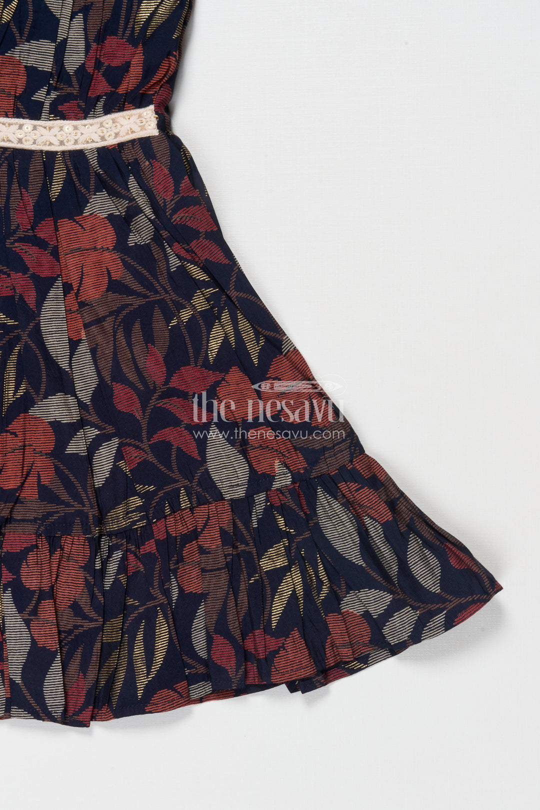 The Nesavu Girls Cotton Frock Baby Girl Modal Silk Frock for Ethnic Events and Festive Days Nesavu Nesavu modal silk baby girl frock with belt and ethnic digital print for festive occasions