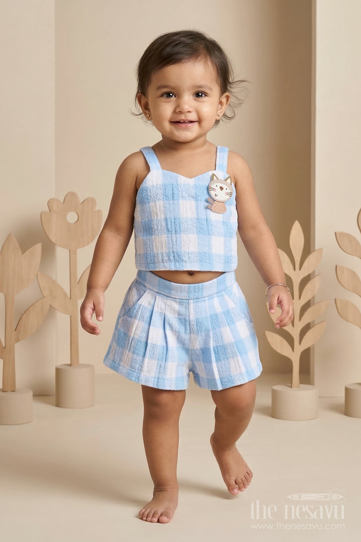 The Nesavu Baby Casual Sets Baby Girl Muslin Cotton Co Ord Set for Summer Outings Nesavu 14 (6M) / Black / Muslin Cotton BFJ950A-14 Nesavu Baby Girl Muslin Cotton Co Ord Set For Summer Outings Playdates And Casual Wear