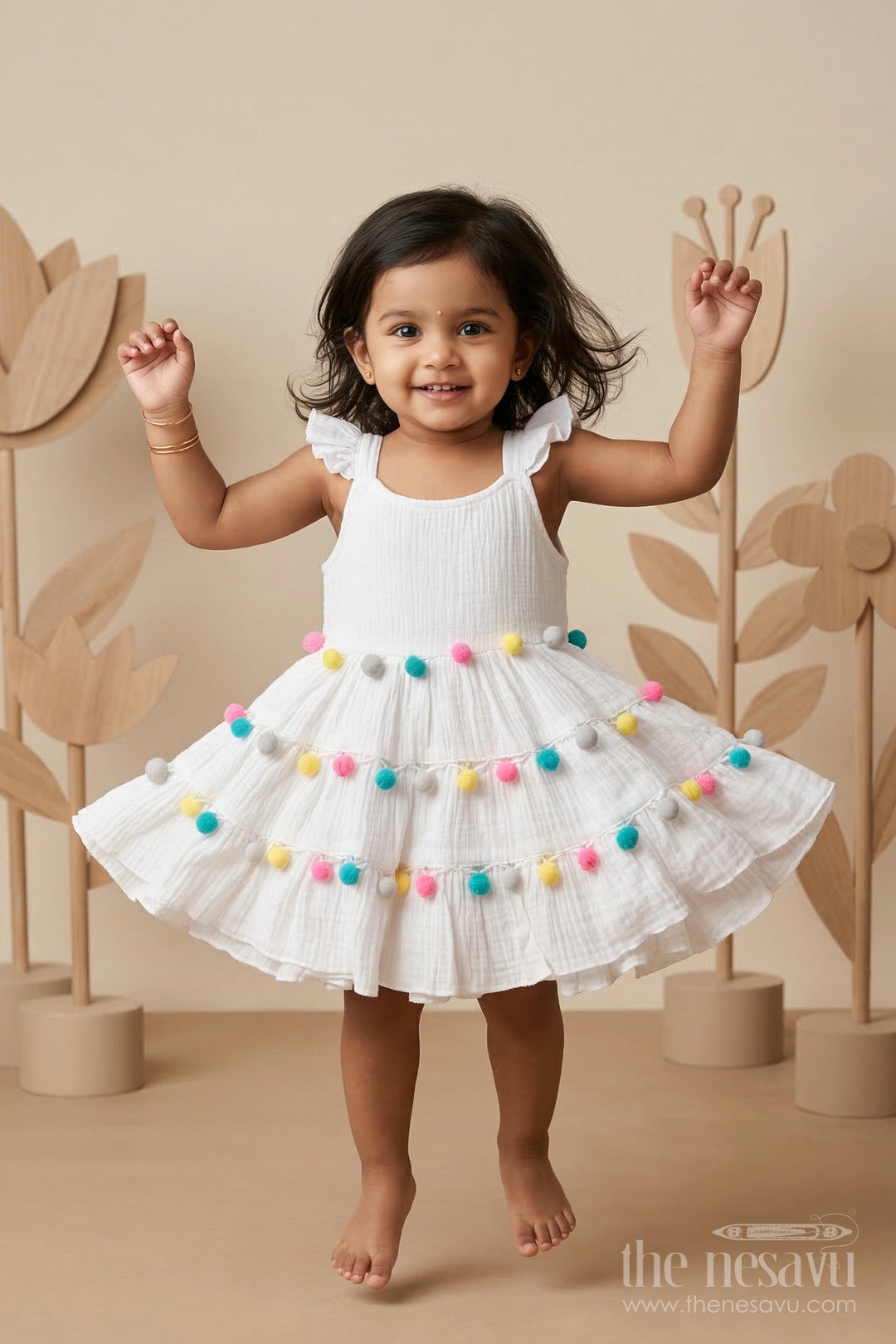 The Nesavu Baby Frocks Baby Girl Muslin Cotton Frock for First Birthday Nesavu 14 (6M) / Purple / Muslin Cotton BFJ955A-14 Nesavu Baby Girl Muslin Cotton Frock For First Birthday And Special Family Celebrations