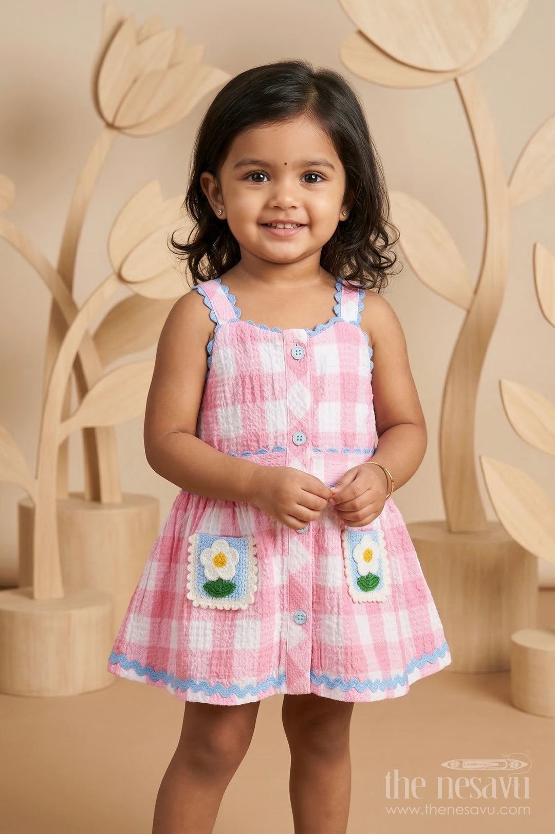 The Nesavu Baby Frocks Baby Girl Muslin Frock for Birthday and Family Photos Nesavu 14 (6M) / Blue / Muslin Cotton BFJ952A-14 Nesavu Baby Girl Muslin Cotton Frock With Headband For Birthdays And Special Family Occasions