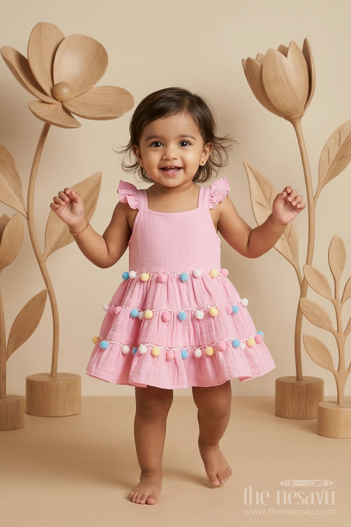 The Nesavu Baby Frocks Baby Girl Muslin Frock for Birthday Celebration Nesavu 14 (6M) / Green / Muslin Cotton BFJ955B-14 Nesavu Baby Girl Muslin Cotton Frock For Birthday Celebration With Matching Cap