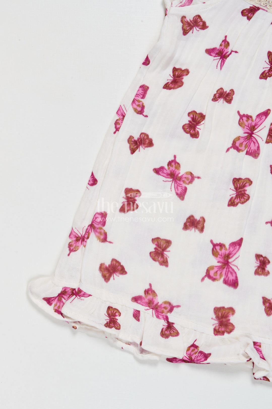 The Nesavu Girls Cotton Frock Baby Girl Muslin Frock with Star Print for Summer Play and Casual Wear Nesavu Nesavu baby girl muslin cotton frock with star print for summer play and everyday styling