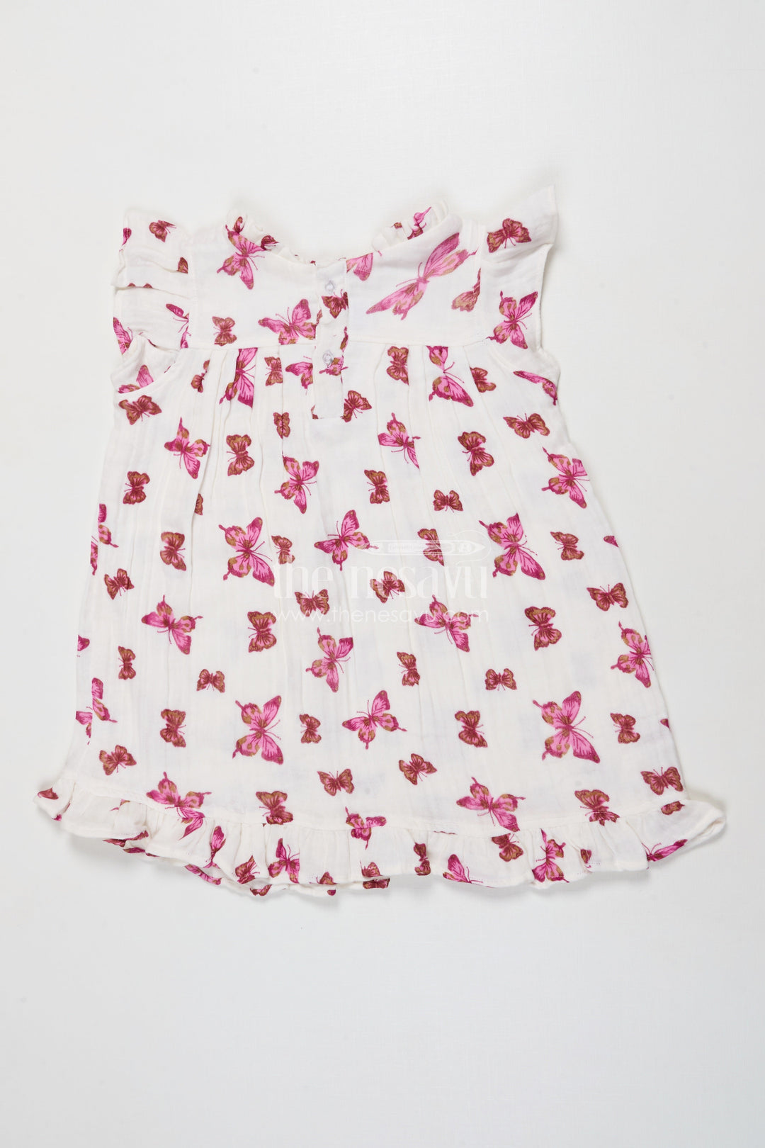 The Nesavu Girls Cotton Frock Baby Girl Muslin Frock with Star Print for Summer Play and Casual Wear Nesavu Nesavu baby girl muslin cotton frock with star print for summer play and everyday styling