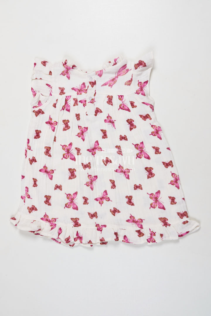 The Nesavu Girls Cotton Frock Baby Girl Muslin Frock with Star Print for Summer Play and Casual Wear Nesavu Nesavu baby girl muslin cotton frock with star print for summer play and everyday styling