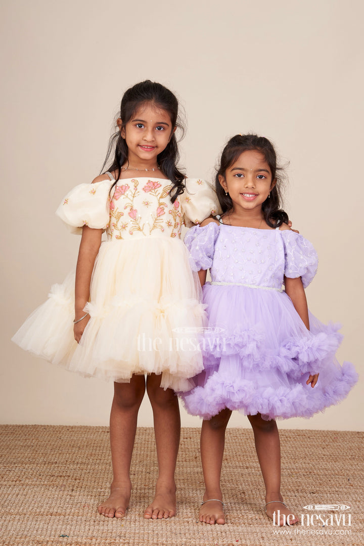 The Nesavu Girls Fancy Party Frock Baby Girl Net Frock with Sequin Yoke for Birthdays and Party Photoshoots Nesavu Nesavu baby girl net frock sequin yoke  perfect birthdays fancy party moments
