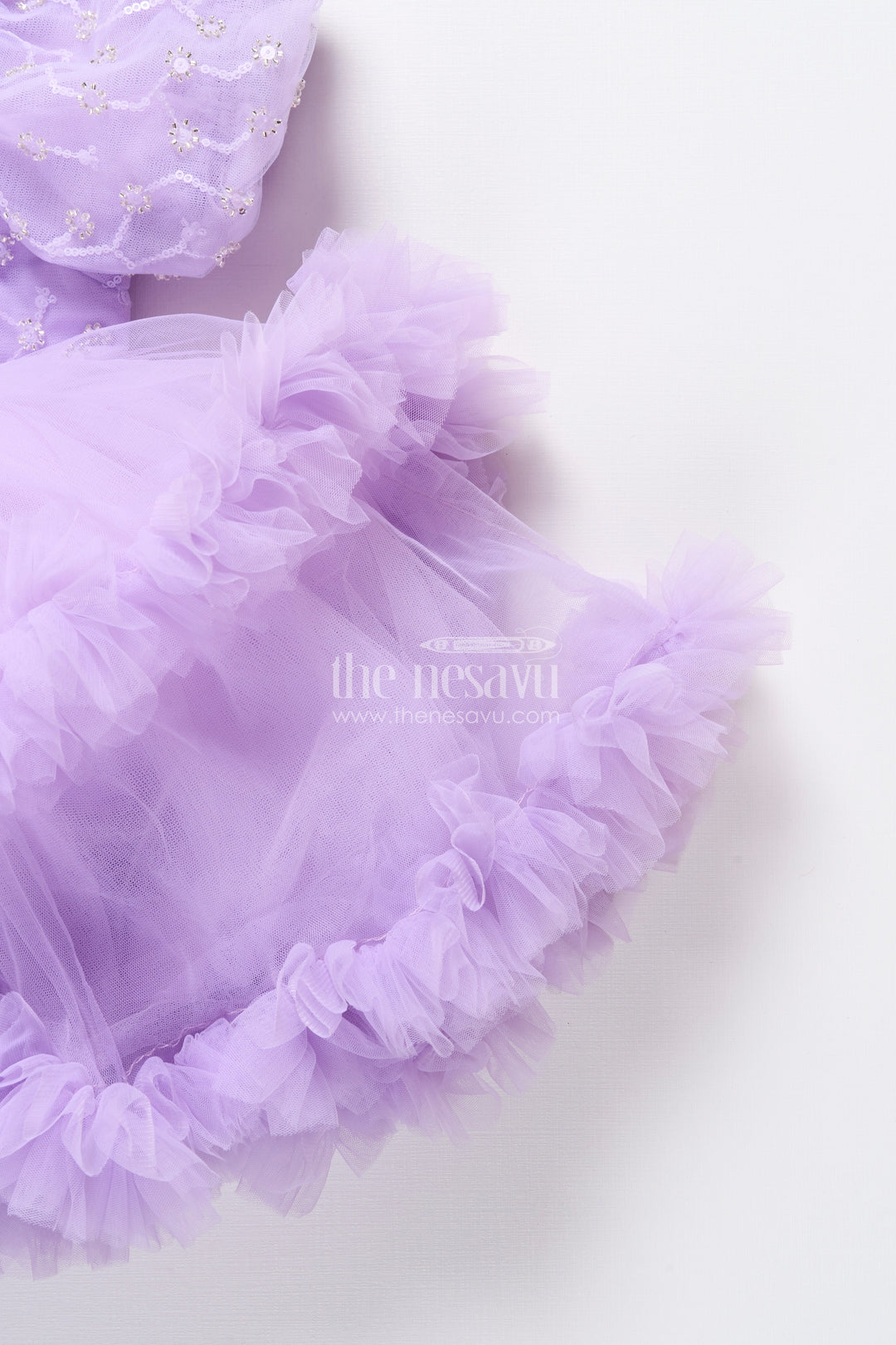 The Nesavu Girls Fancy Party Frock Baby Girl Net Frock with Sequin Yoke for Birthdays and Party Photoshoots Nesavu Nesavu baby girl net frock sequin yoke  perfect birthdays fancy party moments