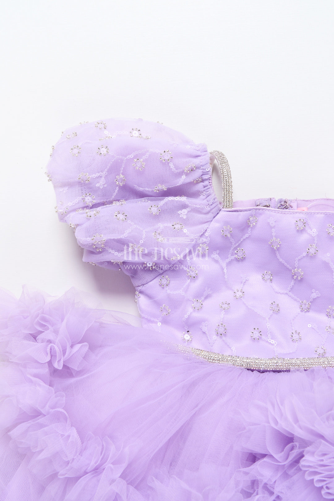 The Nesavu Girls Fancy Party Frock Baby Girl Net Frock with Sequin Yoke for Birthdays and Party Photoshoots Nesavu Nesavu baby girl net frock sequin yoke  perfect birthdays fancy party moments