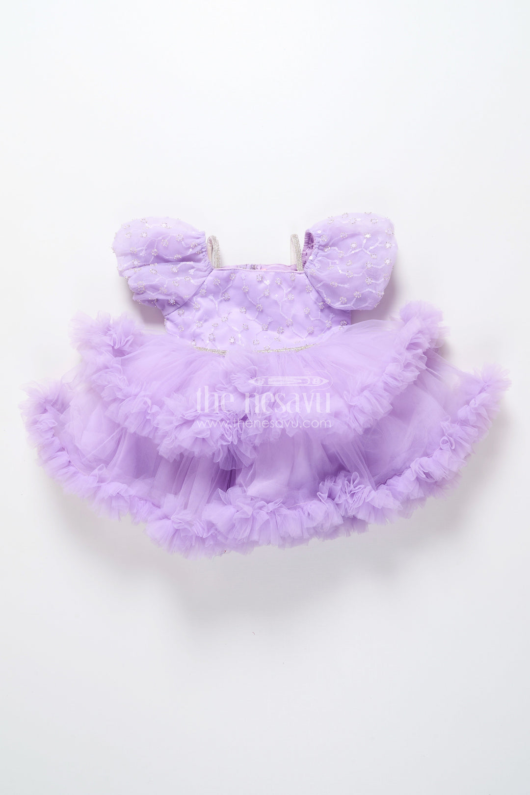 The Nesavu Girls Fancy Party Frock Baby Girl Net Frock with Sequin Yoke for Birthdays and Party Photoshoots Nesavu Nesavu baby girl net frock sequin yoke  perfect birthdays fancy party moments