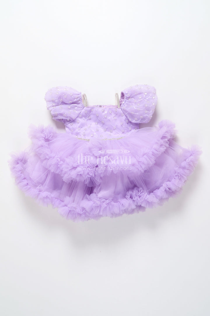 The Nesavu Girls Fancy Party Frock Baby Girl Net Frock with Sequin Yoke for Birthdays and Party Photoshoots Nesavu Nesavu baby girl net frock sequin yoke  perfect birthdays fancy party moments