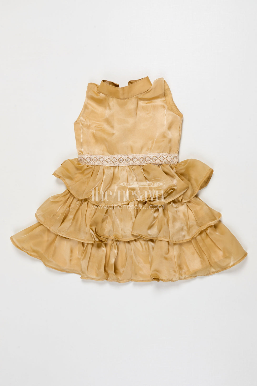 The Nesavu Girls Cotton Frock Baby Girl Organza Frock for Birthday Parties and Celebrations Nesavu 18 (2Y) / Yellow GFC2026A-18 Nesavu baby girl organza frock for birthdays and special celebrations with layered ruffles