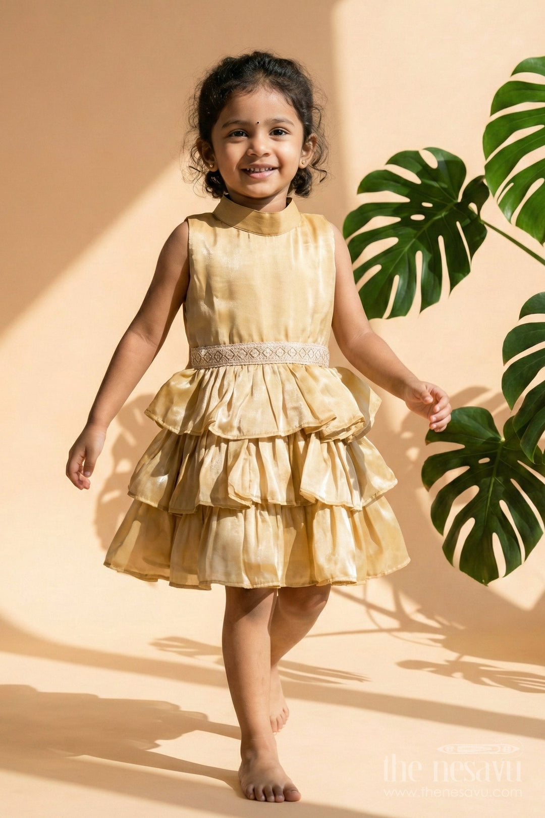 The Nesavu Girls Cotton Frock Baby Girl Organza Frock for Birthday Parties and Celebrations Nesavu Nesavu baby girl organza frock for birthdays and special celebrations with layered ruffles