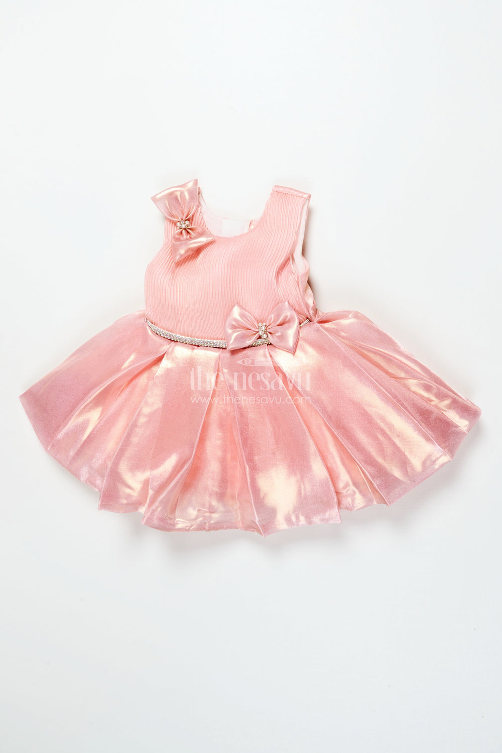 The Nesavu Girls Fancy Party Frock Baby Girl Organza Frock for Festive Birthdays and Fancy Events Nesavu 16 (1Y) / Peach PF284A-16 Nesavu baby girl organza party frock ruffle detail birthdays fancy functions