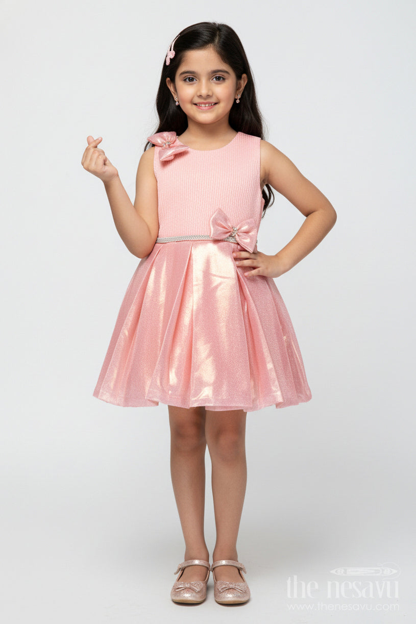 The Nesavu Girls Fancy Party Frock Baby Girl Organza Frock for Festive Birthdays and Fancy Events Nesavu 16 (1Y) / Peach PF284A-16 Nesavu baby girl organza party frock ruffle detail birthdays fancy functions