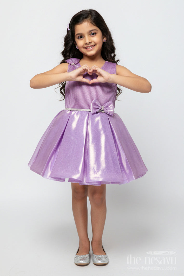 The Nesavu Girls Fancy Party Frock Baby Girl Organza Party Frock for Birthdays and Celebrations Nesavu 16 (1Y) / Purple PF284B-16 Nesavu baby girl organza frock birthdays party celebrations flared design