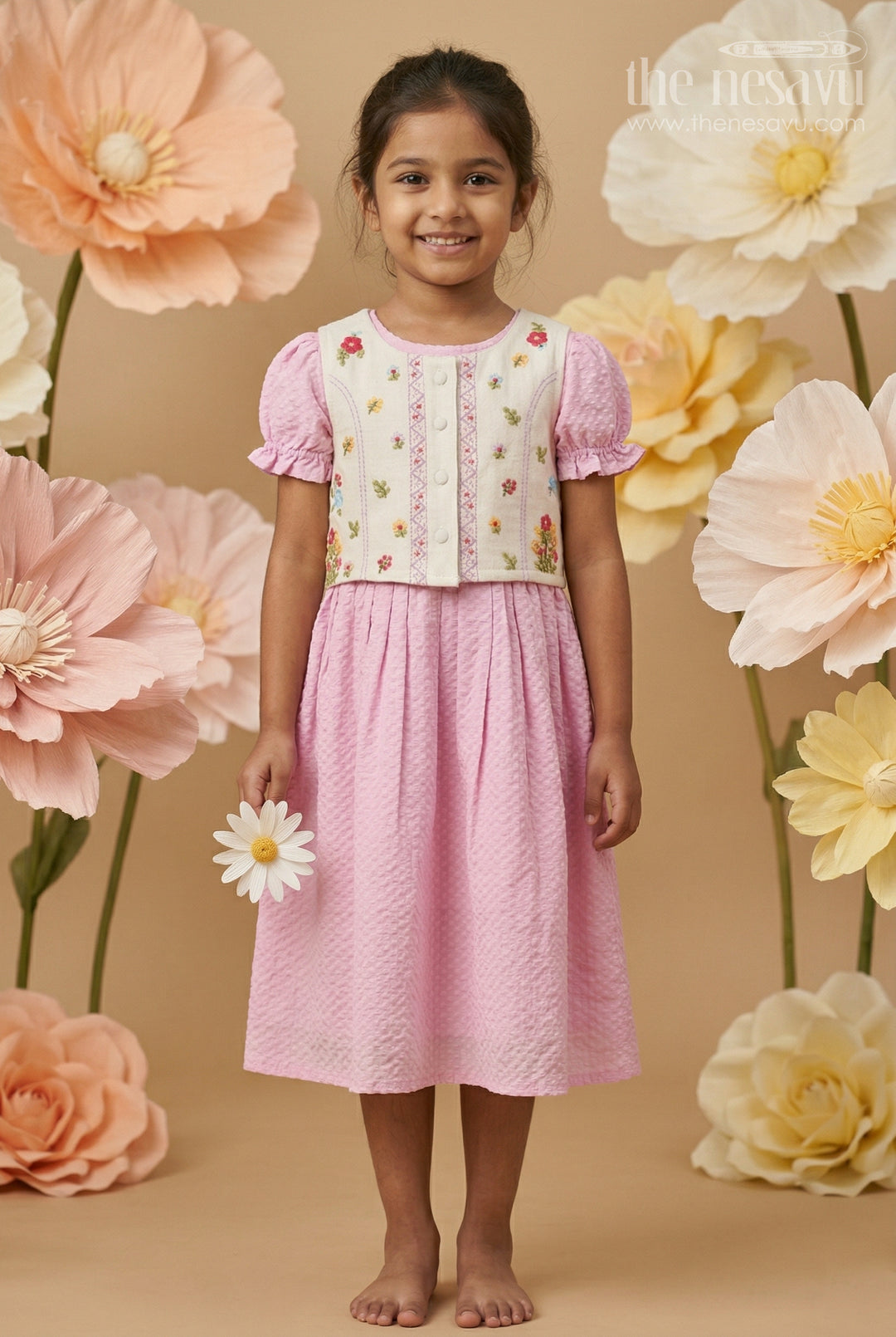 The Nesavu Girls Cotton Frock Baby Girl Outfit with Jacket for Festive Occasions and Outings Nesavu 20 (3Y) / Purple / Cotton GFC2185A-20 Nesavu Baby Girl Outfit With Embroidered Jacket For Festive Occasions And Stylish Comfortable Wear