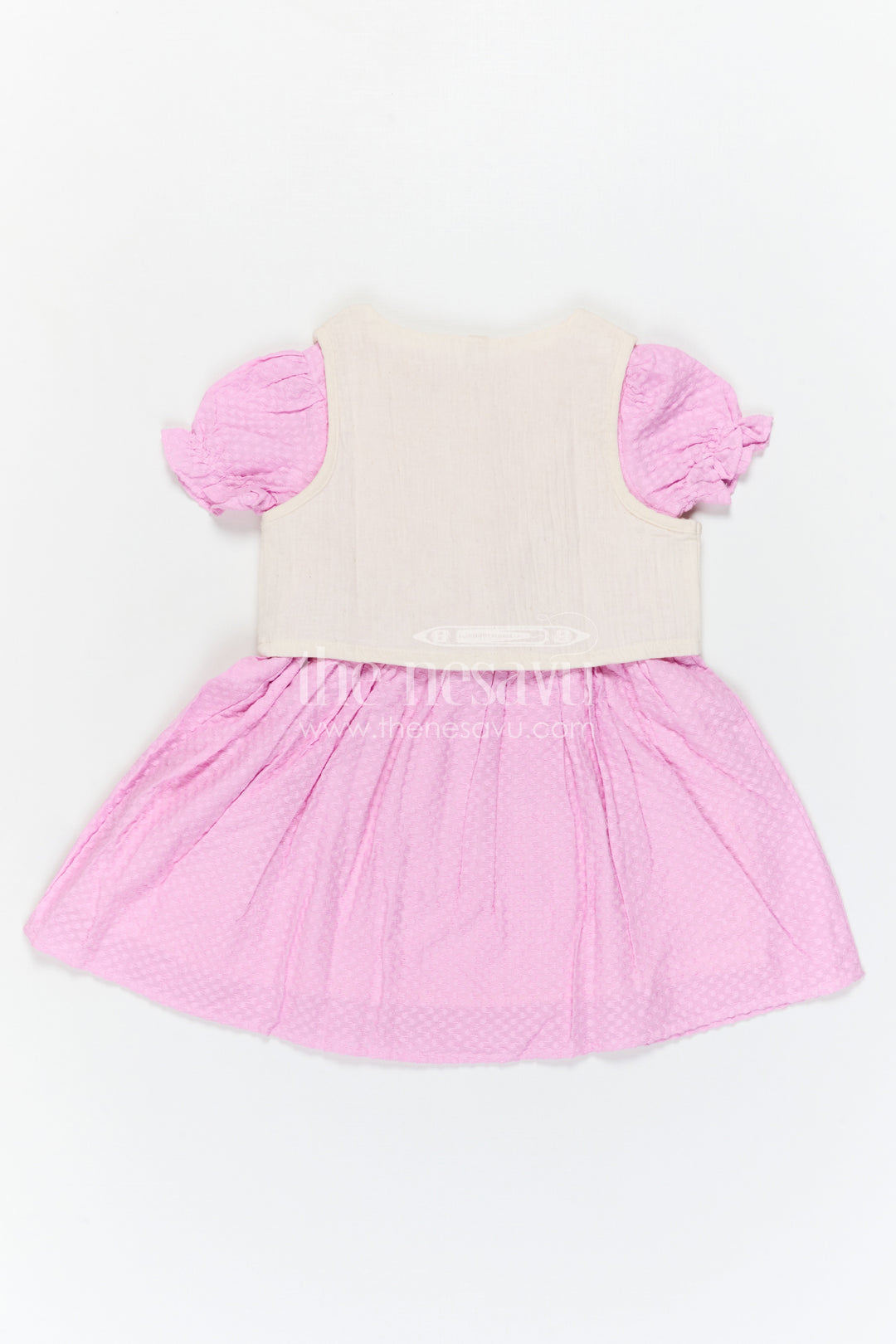 The Nesavu Girls Cotton Frock Baby Girl Outfit with Jacket for Festive Occasions and Outings Nesavu Nesavu Baby Girl Outfit With Embroidered Jacket For Festive Occasions And Stylish Comfortable Wear