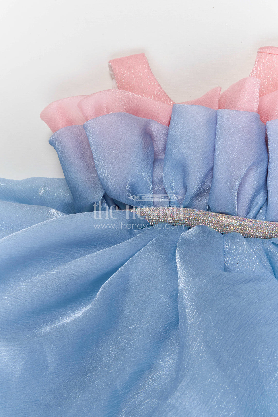 The Nesavu Girls Fancy Party Frock Baby Girl Party Dress for Photoshoot and Birthday Celebrations Nesavu Nesavu baby girl organza party dress for photoshoots and birthdays with layered fluffy silhouette