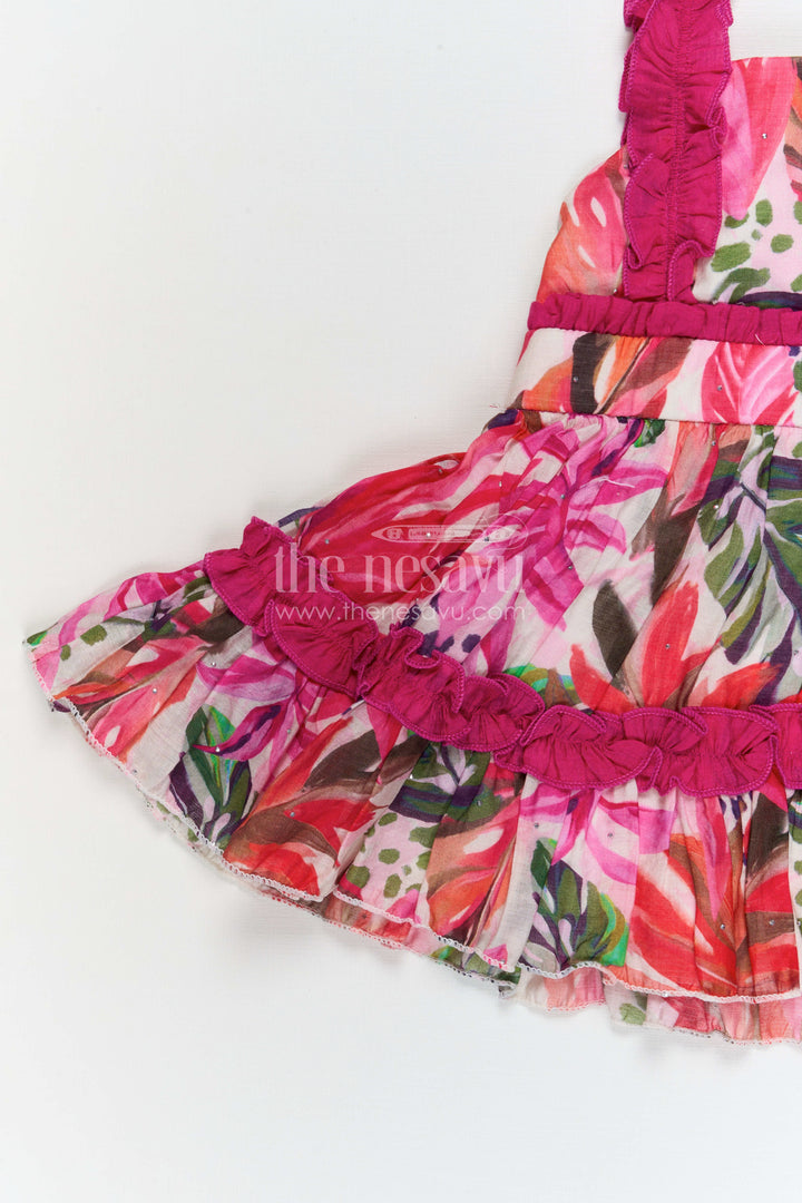 The Nesavu Baby Frocks Baby Girl Party Frock for Birthdays and Festive Celebrations Nesavu Nesavu baby girl georgette party frock with digital print for birthdays and festive celebrations