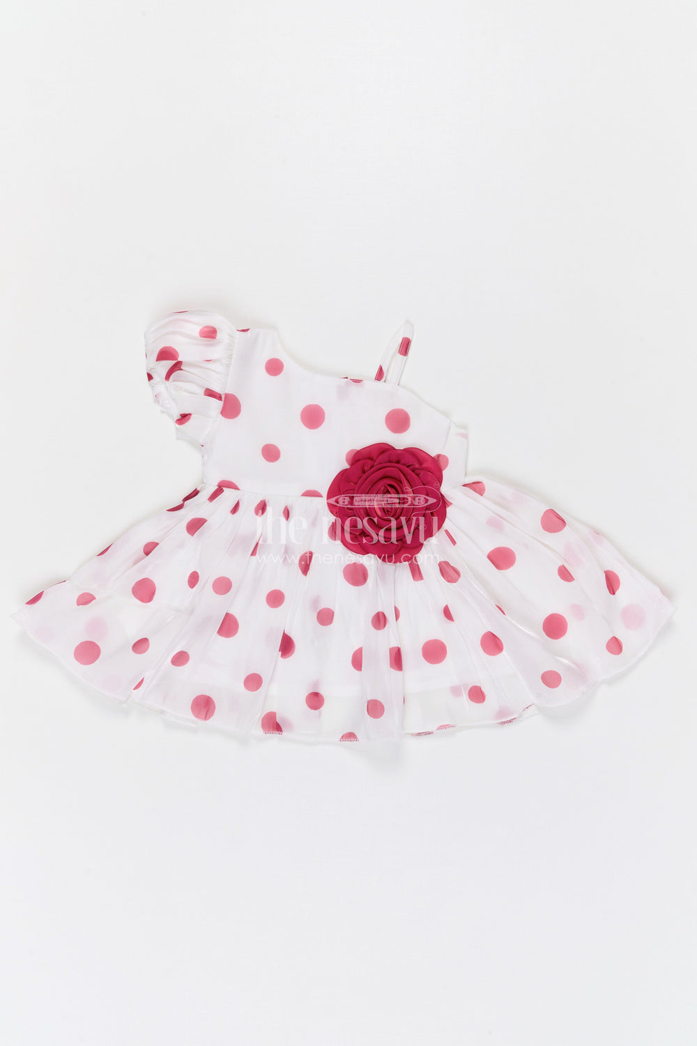 The Nesavu Baby Fancy Frock Baby Girl Party Frock for Birthdays and Special Event Celebration Nesavu 14 (6M) / Red / Satin BFJ963A-14 Nesavu baby girl satin party frock for birthdays celebrations and special occasions