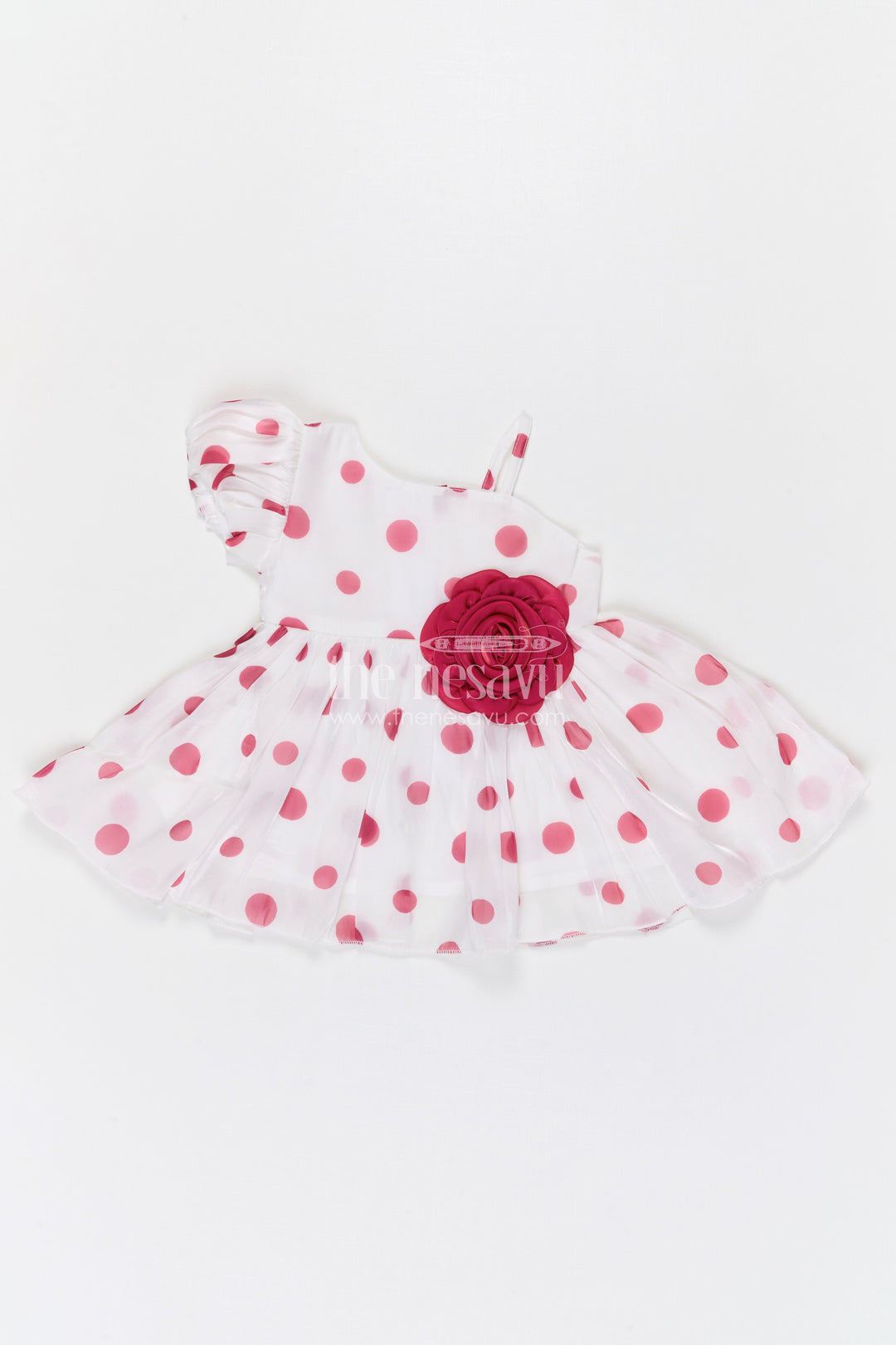 The Nesavu Baby Fancy Frock Baby Girl Party Frock for Birthdays and Special Event Celebration Nesavu 14 (6M) / Red / Satin BFJ963A-14 Nesavu baby girl satin party frock for birthdays celebrations and special occasions