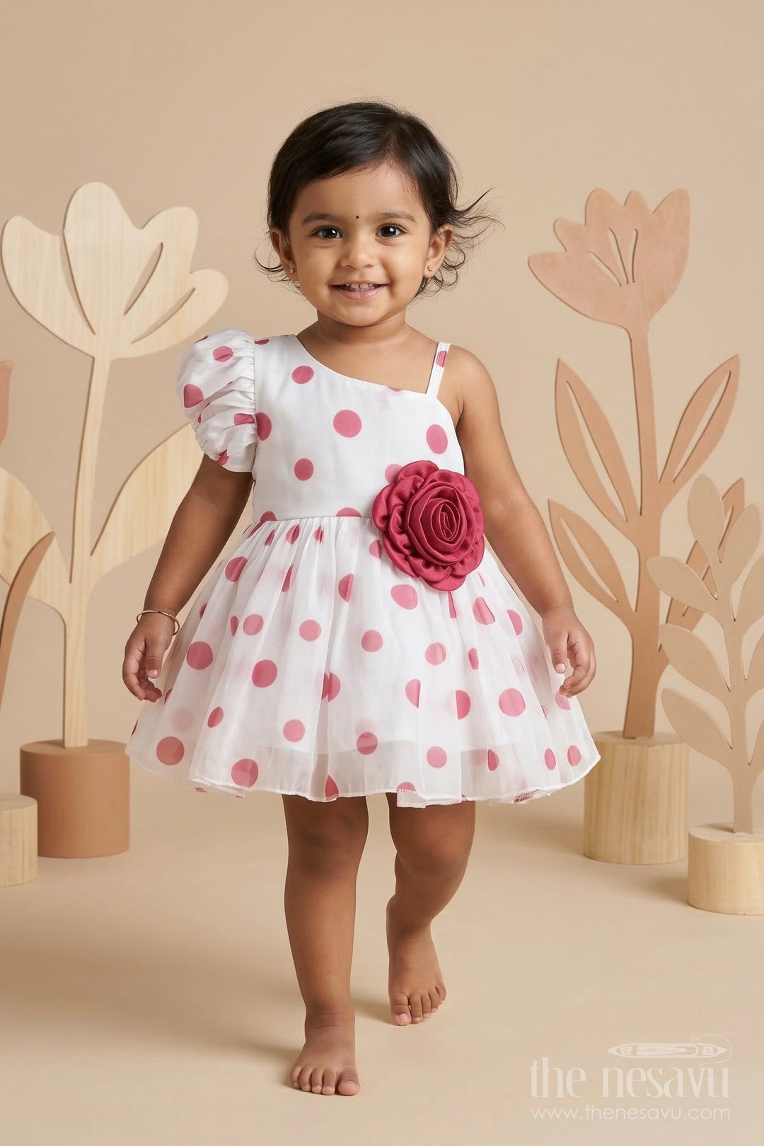 The Nesavu Baby Fancy Frock Baby Girl Party Frock for Birthdays and Special Event Celebration Nesavu 14 (6M) / Red / Satin BFJ963A-14 Nesavu baby girl satin party frock for birthdays celebrations and special occasions