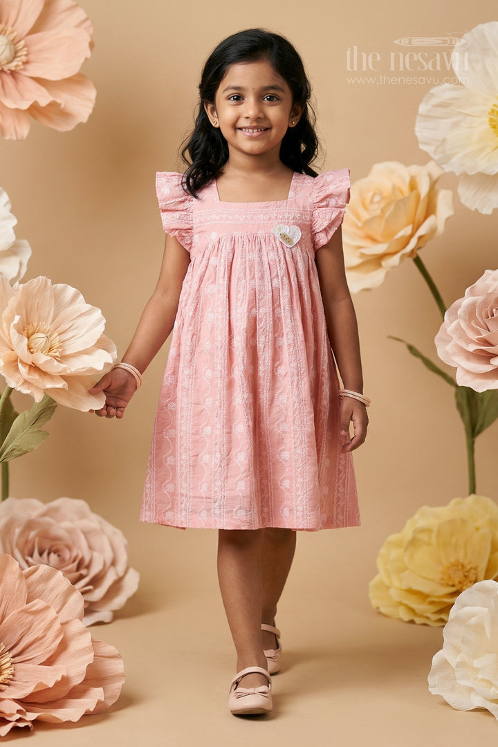 The Nesavu Girls Cotton Frock Baby Girl Party Frock for Birthdays and Special Events Nesavu 16 (1Y) / Pink / Georgette GFC2141A-16 Nesavu baby girl georgette party frock for birthdays and festive occasions with thread embroidery
