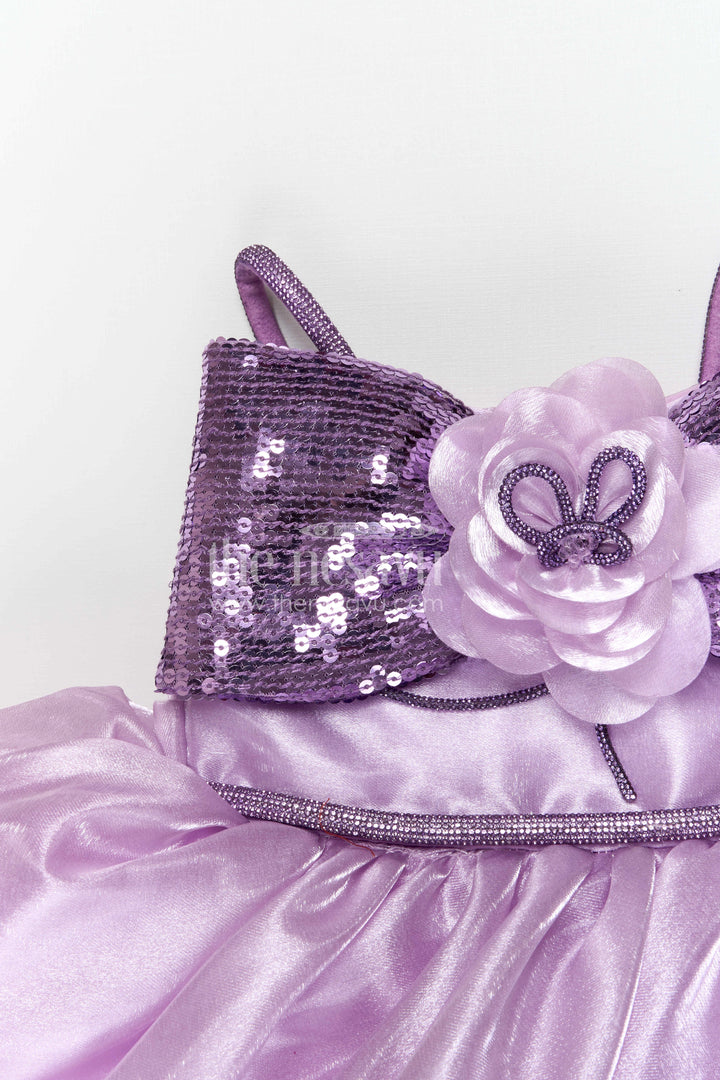 The Nesavu Girls Fancy Party Frock Baby Girl Party Frock for Birthdays and Special Occasional Event Nesavu Nesavu baby girl satin party frock with sequin embroidery bow for birthdays and special occasions