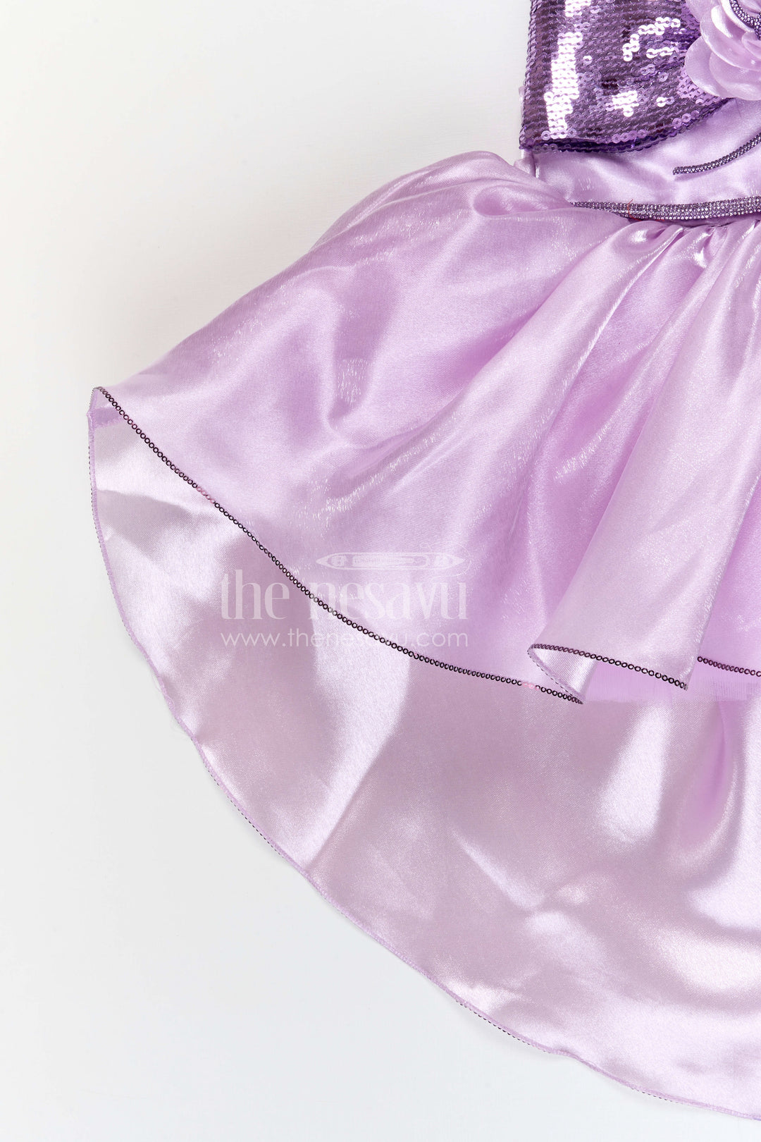 The Nesavu Girls Fancy Party Frock Baby Girl Party Frock for Birthdays and Special Occasional Event Nesavu Nesavu baby girl satin party frock with sequin embroidery bow for birthdays and special occasions