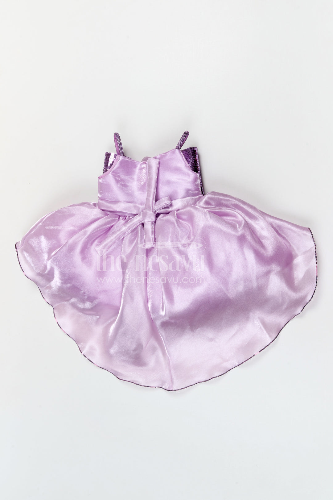 The Nesavu Girls Fancy Party Frock Baby Girl Party Frock for Birthdays and Special Occasional Event Nesavu Nesavu baby girl satin party frock with sequin embroidery bow for birthdays and special occasions